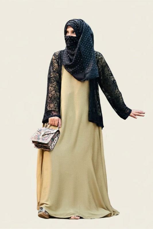 Golden Kimono with Black Jacket